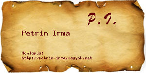 Petrin Irma névjegykártya