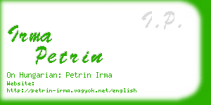 irma petrin business card